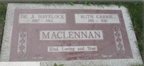Photo of headstones/Alexander Havelock Maclennan 1907-1964 hdstn EdmontonAB